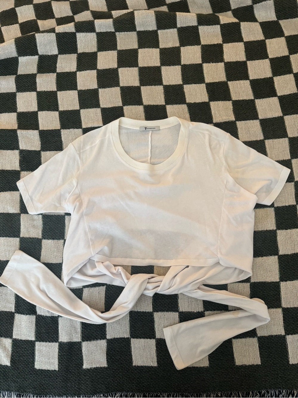 White Cropped Tie-Back Tee